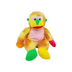 K & K Sales Plush Stuffed Gorilla Ape Monkey Orange Green Yellow 6" Sitting